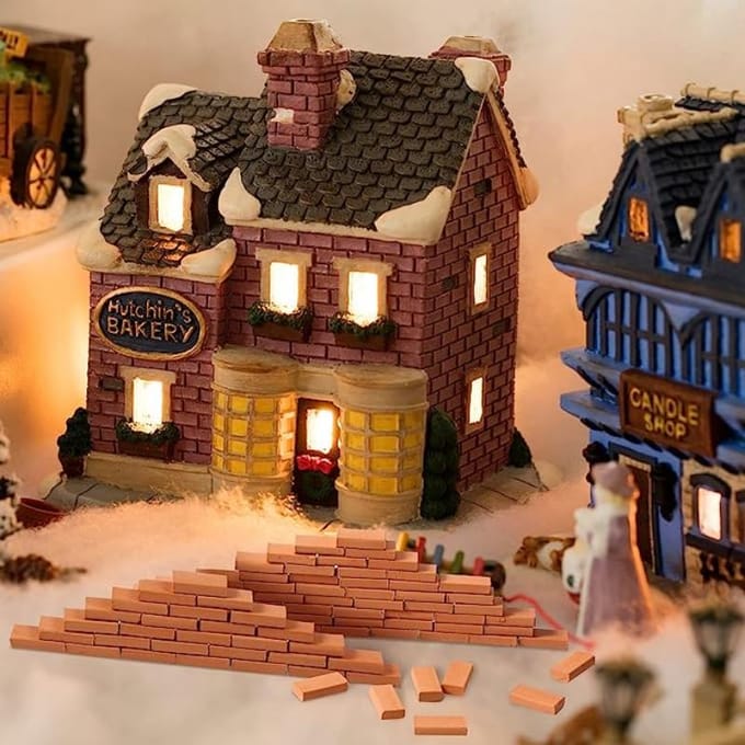 50-150 pièces 1:16 Modèle de Mini Briques Réelles, Accessoires d'Aménagement Paysager de Figurines Miniatures, Jouet Briques Fausse Brique DIY Pour Construction de Jardin Féerique brown