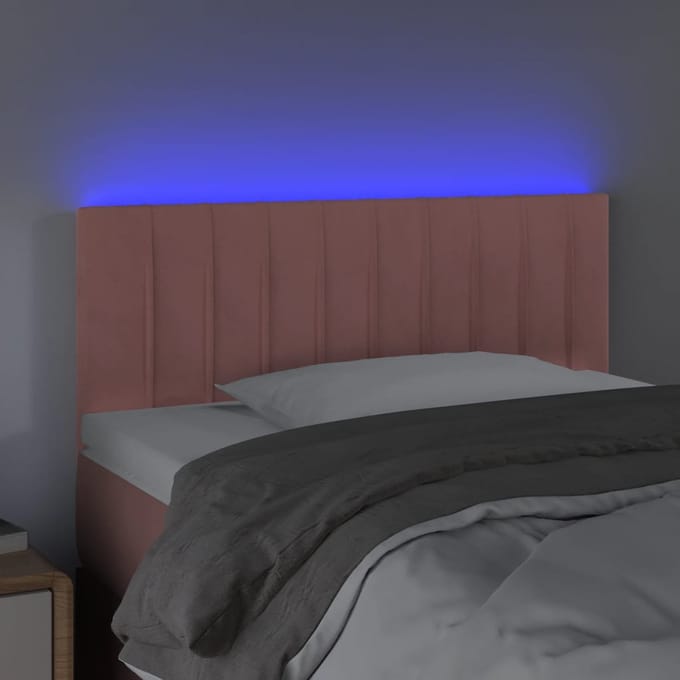 vidaXL - Hoofdbord - LED - 90x5x78/88 - cm - fluweel - roze