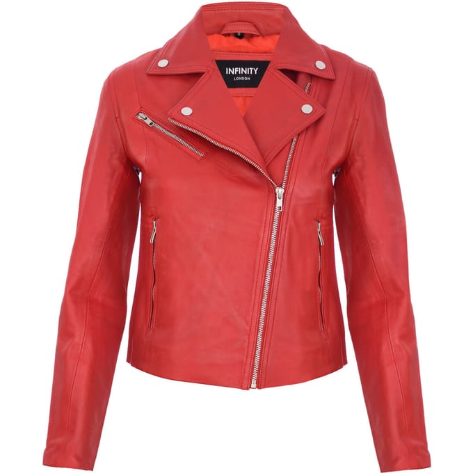Dames slim leren bikerjack-Matlock