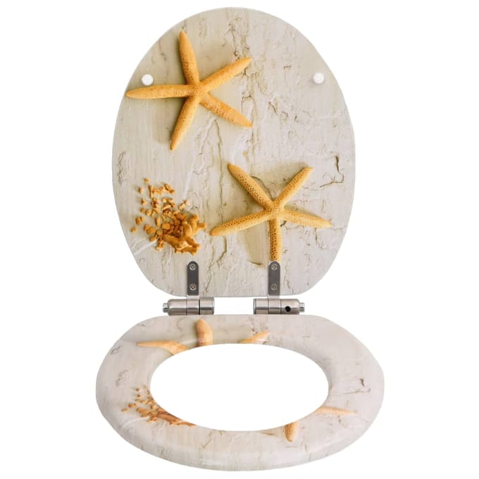 vidaXL - Toiletbril - met - soft-close - deksel - zeester - MDF
