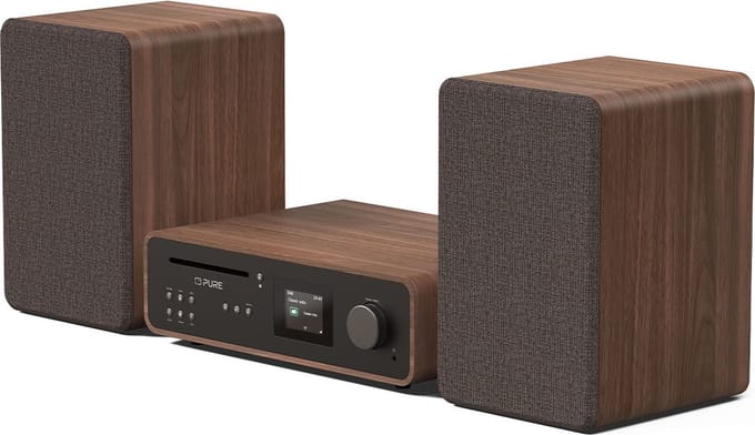 Pure Classic Stereo Coffee Black/Walnut EU/UK Retro-stereoset Zwart, Walnoot