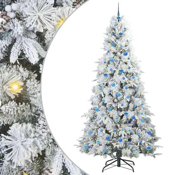vidaXL - Kunstmatige - Hinged - Kerstboom - met - 300 - LED - Wit - 240 - cm - PE - en - PVC