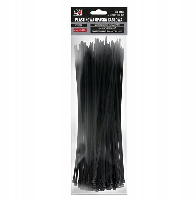 MA Professionele Kabelbinders Zwart 3,6mm x 300mm - 100 Stuks