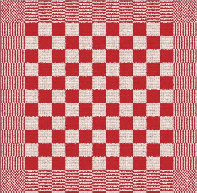 DDDDD - Barbeque - 6x Keukendoek - Set van 6 stuks - Katoen - Geruit - 50x55 cm - Rood