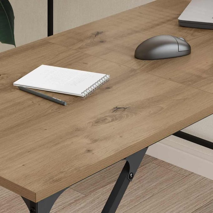 vidaXL - Bureau - Artisan - Eiken - Bewerkt - hout - 149 - x - 149 - x - 75 - cm
