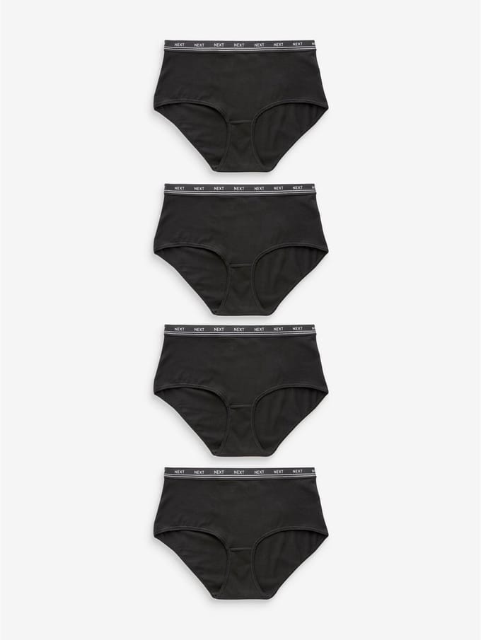 Next - Dames - Set van 4 katoenen midislips met logo - Zwart