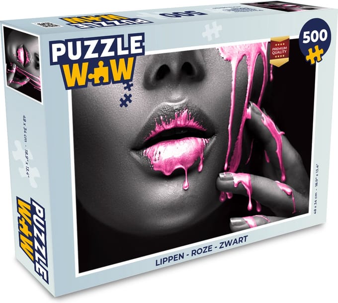 Puzzel Lippen - Roze - Zwart - Legpuzzel - Puzzel 500 stukjes