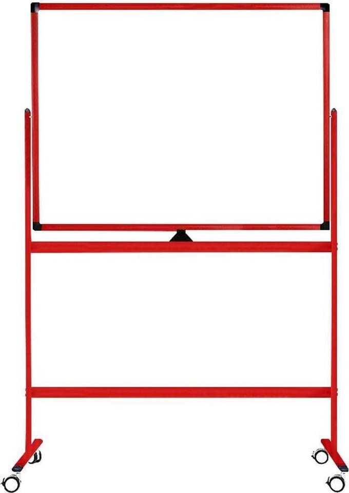 IVOL Verrijdbaar whiteboard - Dubbelzijdig en magnetisch - 100x150 cm - Rood