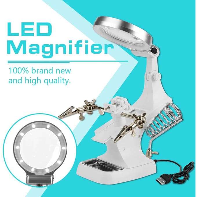 Loupe de Réparation avec Lumière LED Loupe de Table Support à Pince Support de Soudure