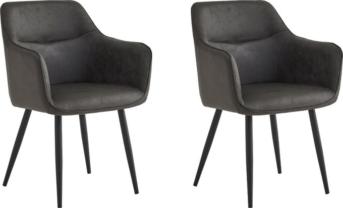 Colenis® - City Eetkamerstoel - Set Van 2 - Antraciet - Microfiber - Industrieel - Stoel - Design - Armleuningen