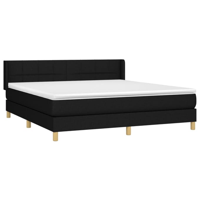 vidaXL - Boxspring - met - matras - stof - zwart - 180x200 - cm