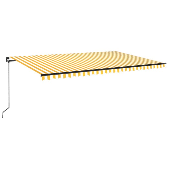 vidaXL - Luifel - handmatig - uittrekbaar - 500x300 - cm - geel - en - wit