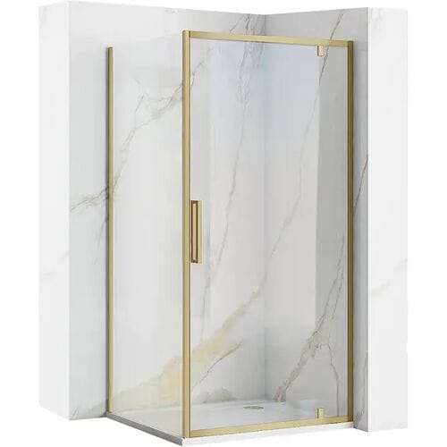 Rea Rapid Swing - Hoekdouchecabine - Geborsteld Goud - 90X90 Vierkant - 90X90X195Cm