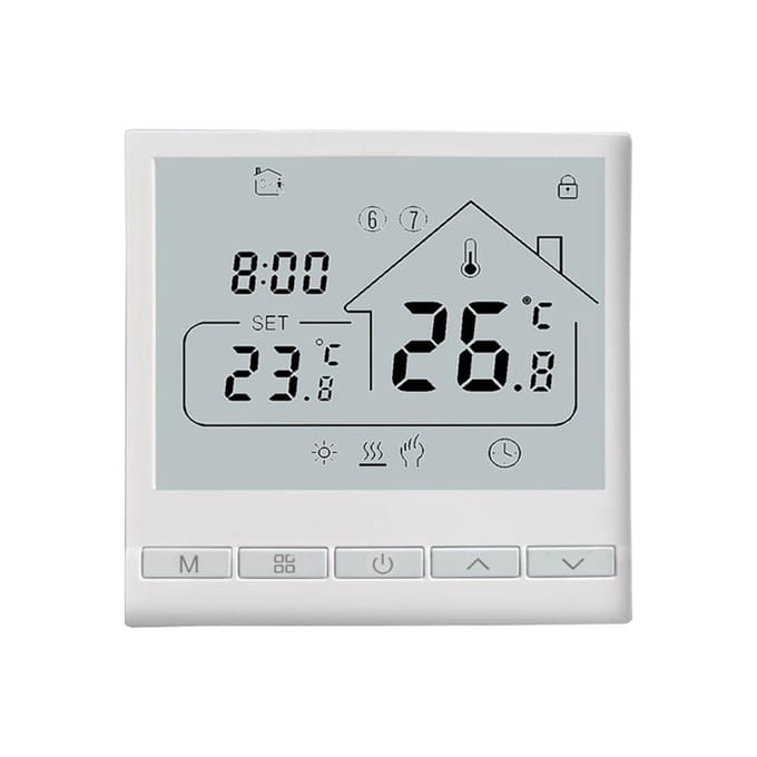 Slimme Thermostaat 5+2 Programmeerbare 16A Elektrische Verwarming Thermostaat DIY Installeren LCD Display Smart 3A Water Heating wit