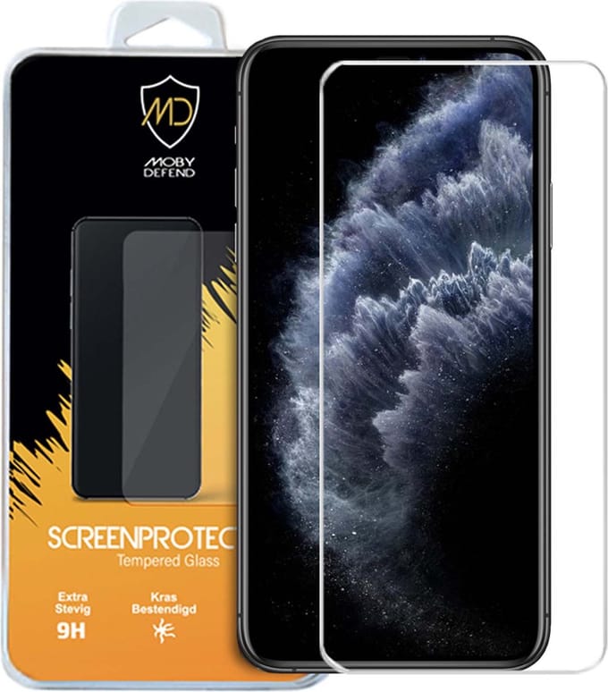 MobyDefend Screenprotector - Geschikt voor Apple iPhone 11 Pro Max / iPhone XS Max - Case-Friendly Screensaver - Gehard Glas