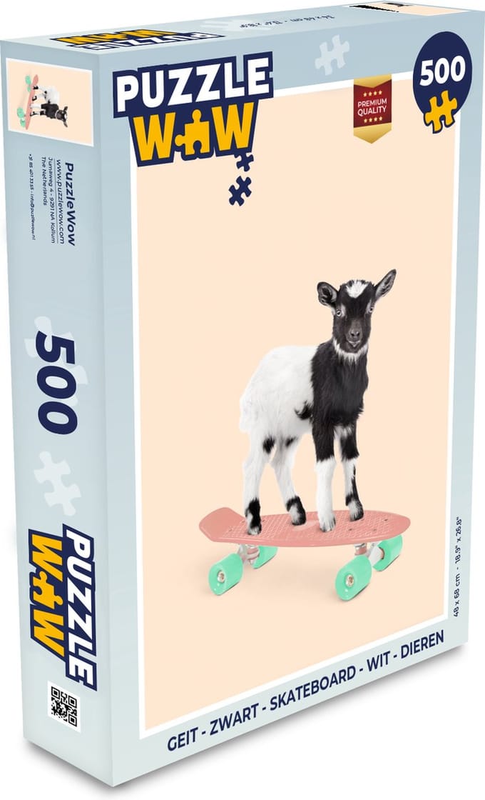 Puzzel Geit - Zwart - Skateboard - Wit - Dieren - Legpuzzel - Puzzel 500 stukjes