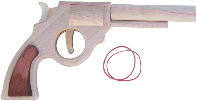 Houten Pistool Jim - schiet elastieken
