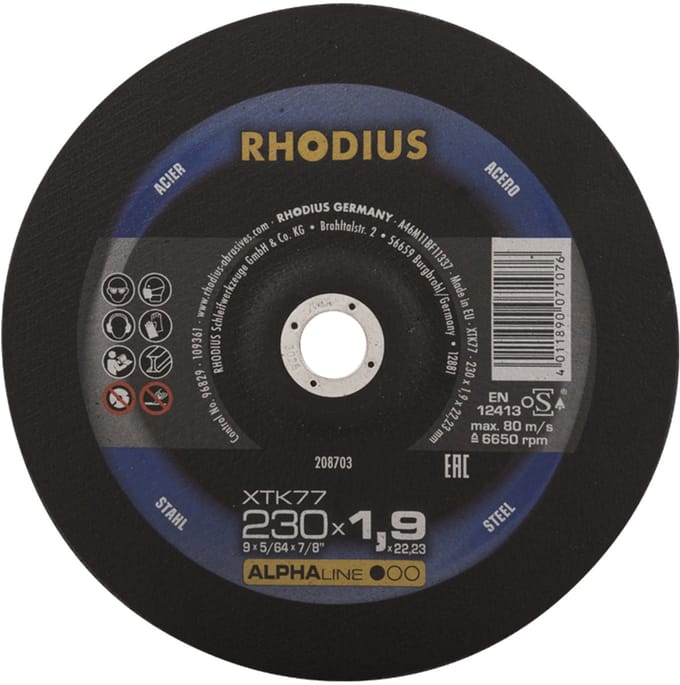 Rhodius 208703 Doorslijpschijf gebogen 230 mm 1 stuk(s) Staal