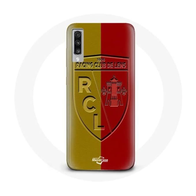 Samsung Galaxy A70 hoesje rcl lens Logo gele en rode achtergrond