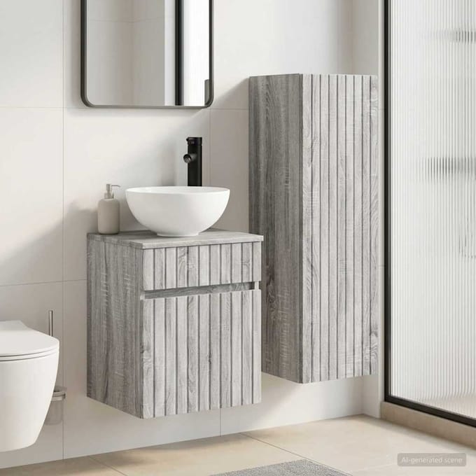 vidaXL - Badkamermeubel - Set - 2 - st - Grijs - Sonoma - 33 - x - 34,5 - x - 100 - cm