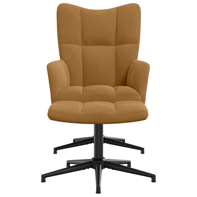 vidaXL Relaxstoel met voetenbank fluweel bruin