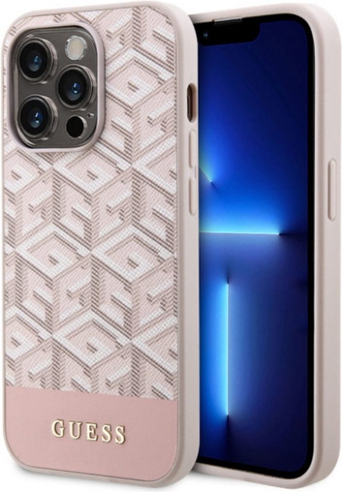 Guess G-Cube Back Case (MagSafe Compatible - Geschikt voor Apple iPhone 14 Pro (6.1") - Roze