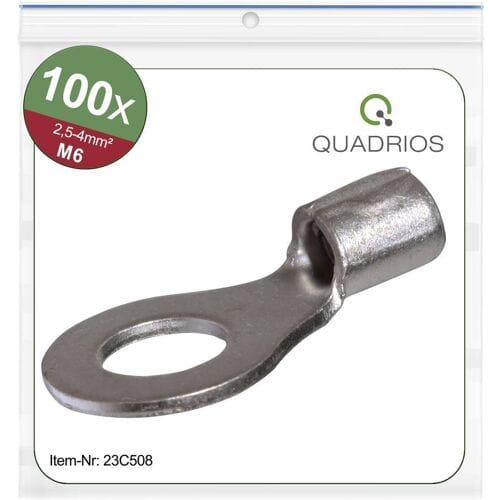 Quadrios 23C508 Ringkabelschoen Dwarsdoorsnede (max.): 4 mm² Schachtdiameter: 6.5 mm Ongeïsoleerd 100 stuk(s)