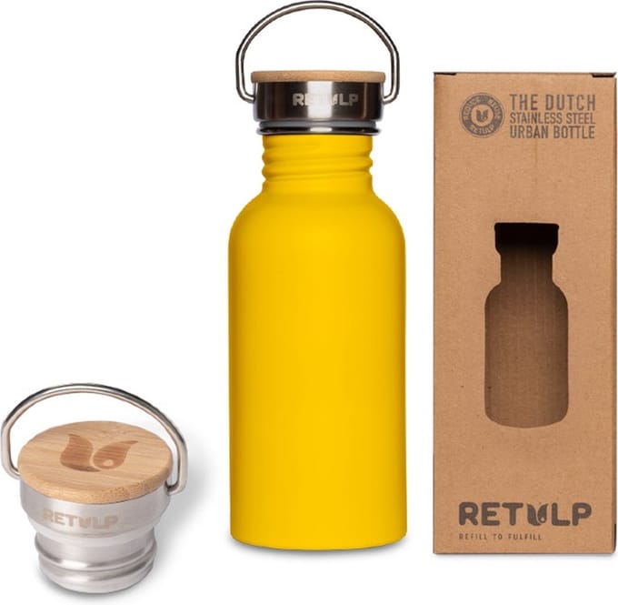 Retulp Urban - Waterfles - Drinkfles - 500 ml - Happy Yellow - RVS