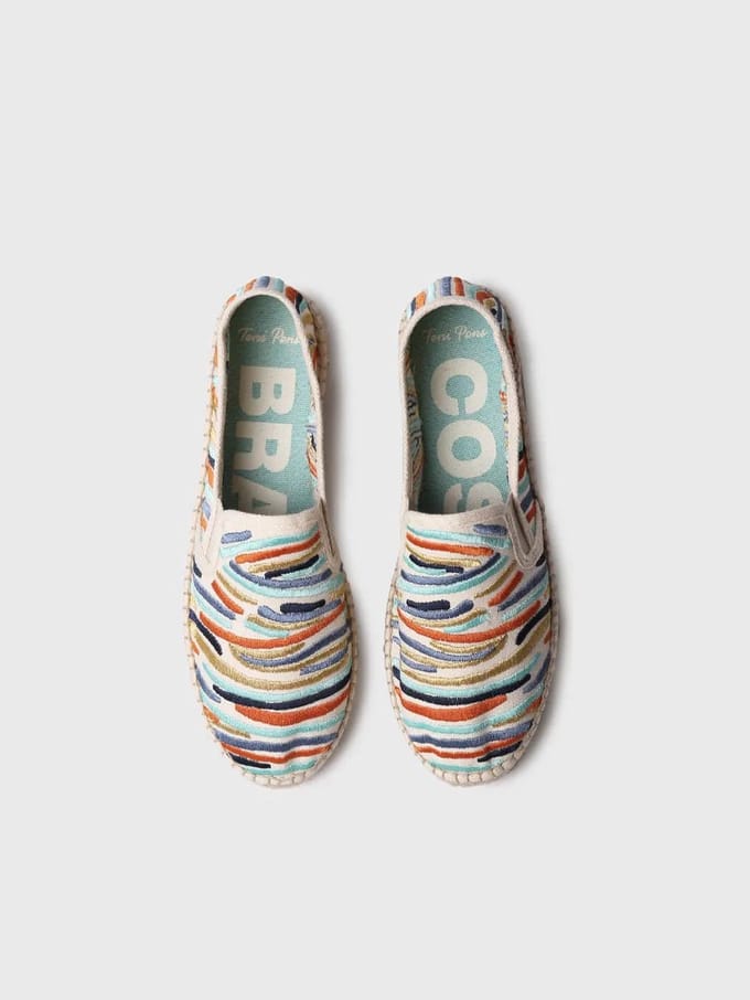 Dames espadrille met veelkleurig borduurwerk | POLA