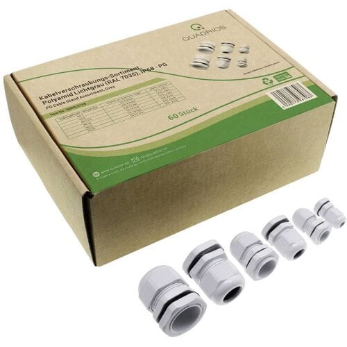 Quadrios 2009CA106 Wartel assortiment Waterbestendig PA66 Grijs-wit (RAL 7035) 1 set(s)