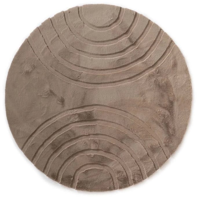 Fluffy vloerkleed rond - Carvy taupe 100