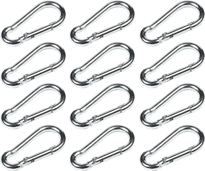 Benson Set karabijnhaken - Ø 5 x 50 mm - zilver - 12 stuks