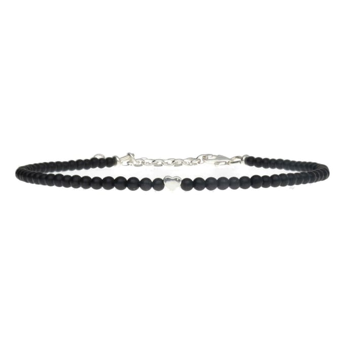 Bela Donaco - Enkelbandje Classic B3 – Onyx – Sterling Zilver