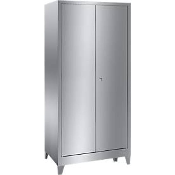 Rvs vitrinekast, 2-deurs, met 4 poten, B 1000 x D 600 x H 2000 mm