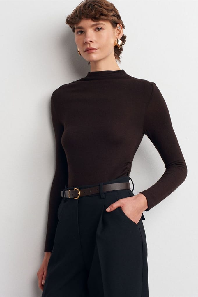 Geribbelde Slim-Fit Halve Colblouse