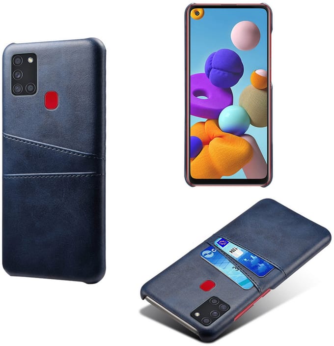 Backcover met Opbergvakjes + PMMA Screenprotector voor Galaxy A21s _ Blauw