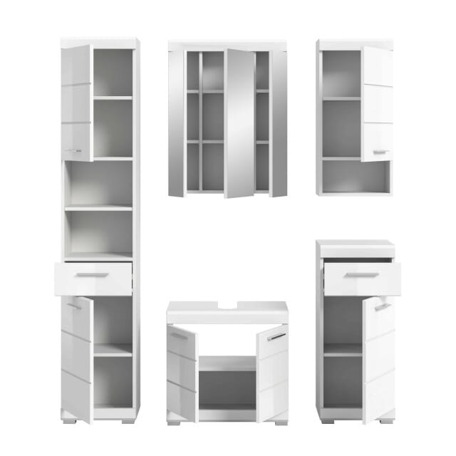 Scout badkamercombinatie wit hoogglans MDF TZ wit NB - 34x164x191cm
