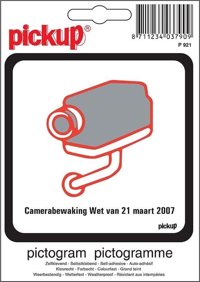 Pickup Pictogram 10x10 cm - Camerabewaking wet Belgie