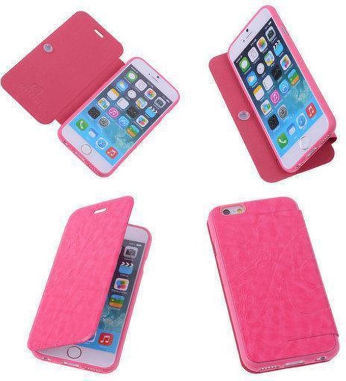 Bestcases Pink TPU Booktype Motief Hoesje Apple iPhone 6