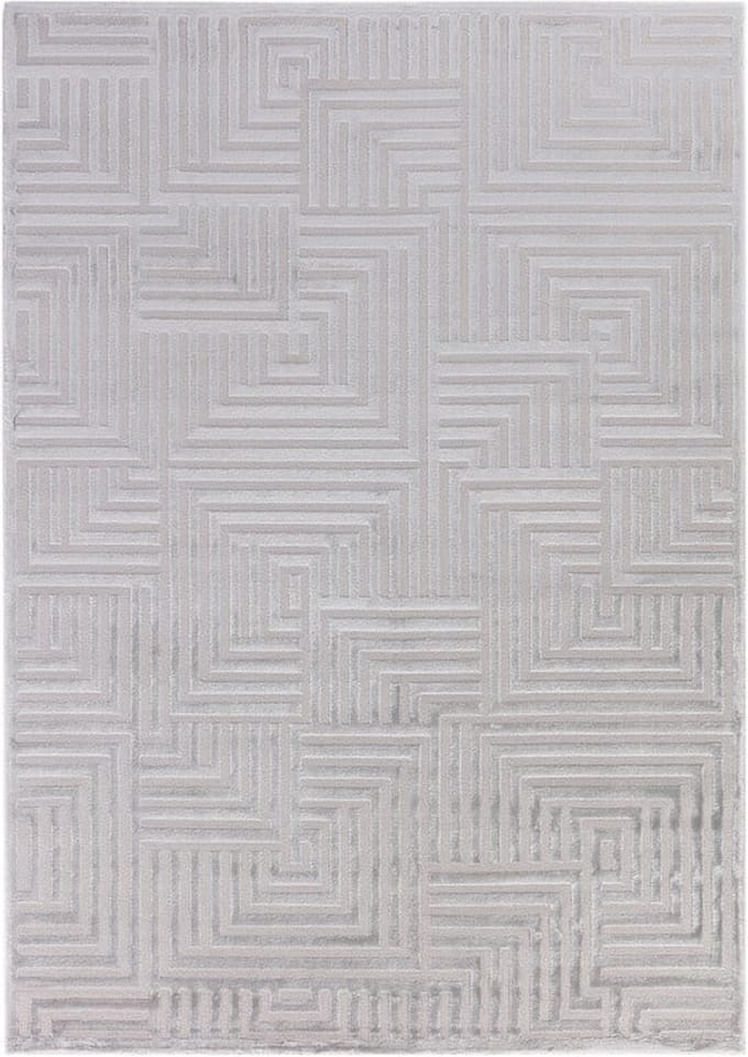 Flycarpets Cara Modern Japandi Cubico Vloerkleed - Zilver - 120x170 cm