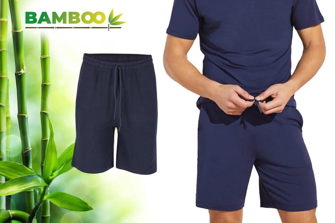 Bamboe Pyjama Short Heren - Navy - Maat M - Korte Pyamabroek Heren - Pyama Heren Volwassenen