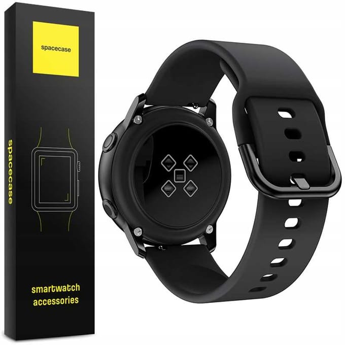 Spacecase Siliconen Horlogeband 20Mm Zwart Polsband