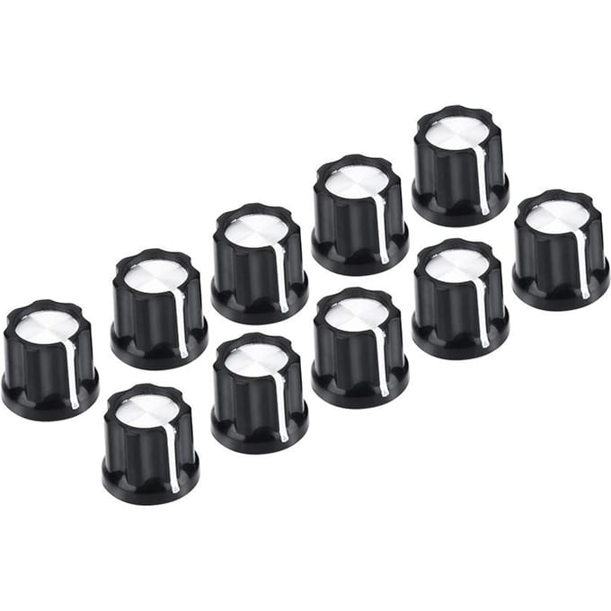 10 stuks Duurzame Potentiometer Volume Toon Knoppen Doppen voor D-vormige As Elektrische Gitaar Bas black