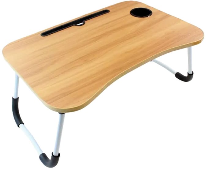 Opklapbare Laptoptafel – Bedtafel 60x40 cm – Tablethouder- Bekerhouder-Uitschuiflade