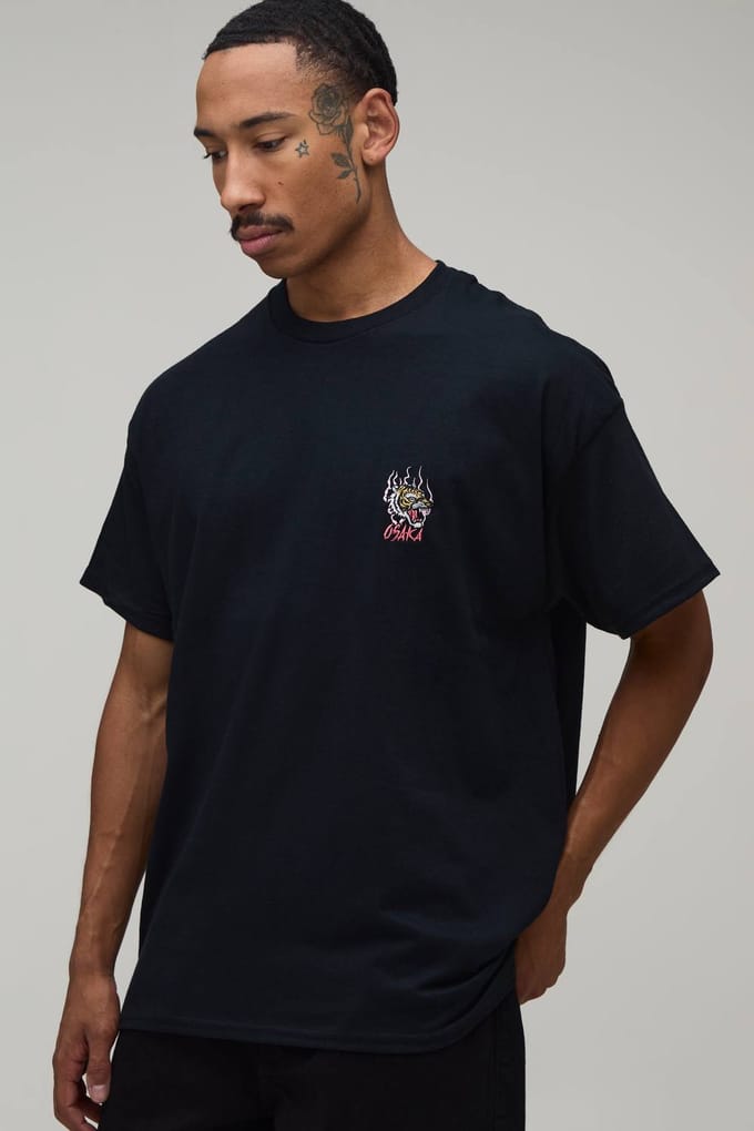 Oversized T-shirt Met Geborduurd Tijgermotief | Black | Size Medium