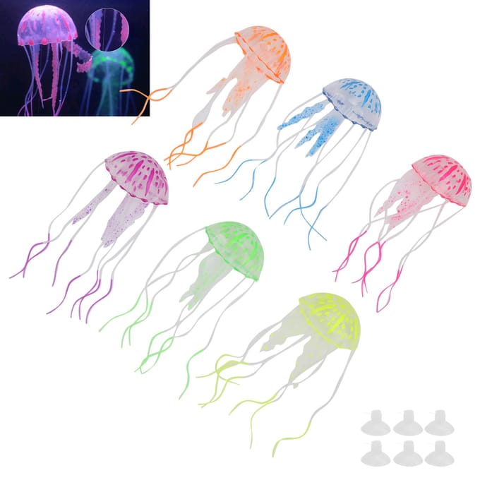 Méduse artificielle en silicone pour aquarium, décoration lumineuse white
