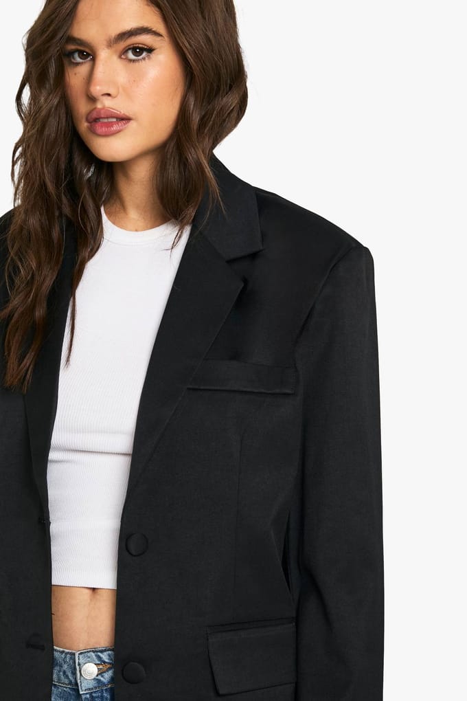 boohoo Dames Tailored Oversized Slouchy Blazer | Zwart | Maat: 36