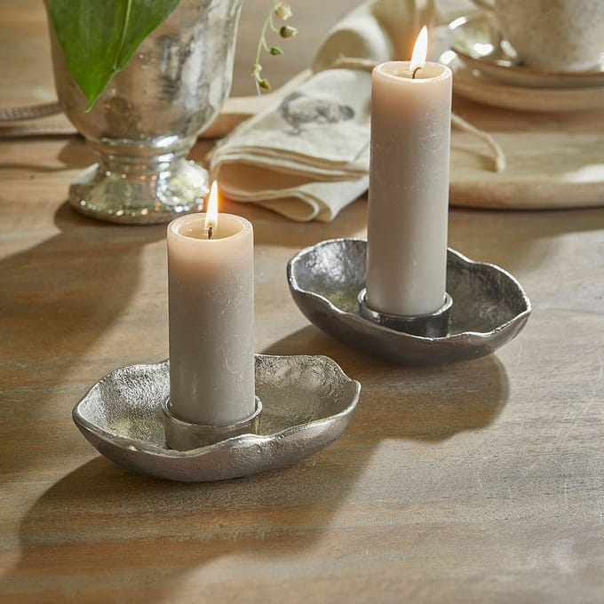 LOBERON Kaarsenhouder set van 2 Quilvano zilverkleurig/zwart