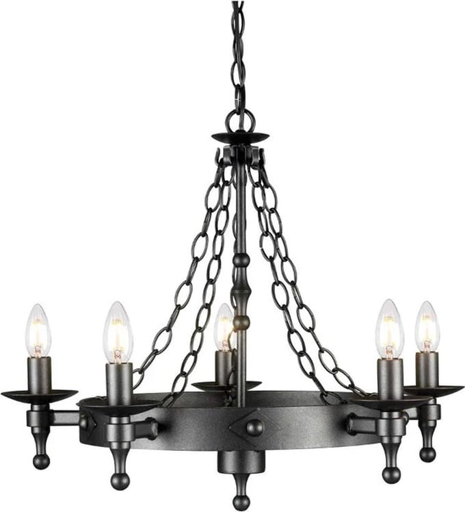 Elstead Lighting LED Kroonluchter | 5X E14 Max 60W | Dimbaar | Graphite Black