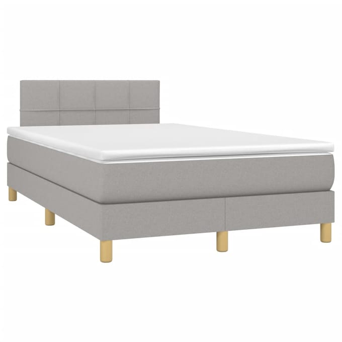 vidaXL - Boxspring - met - matras - en - LED - stof - lichtgrijs - 120x200 - cm